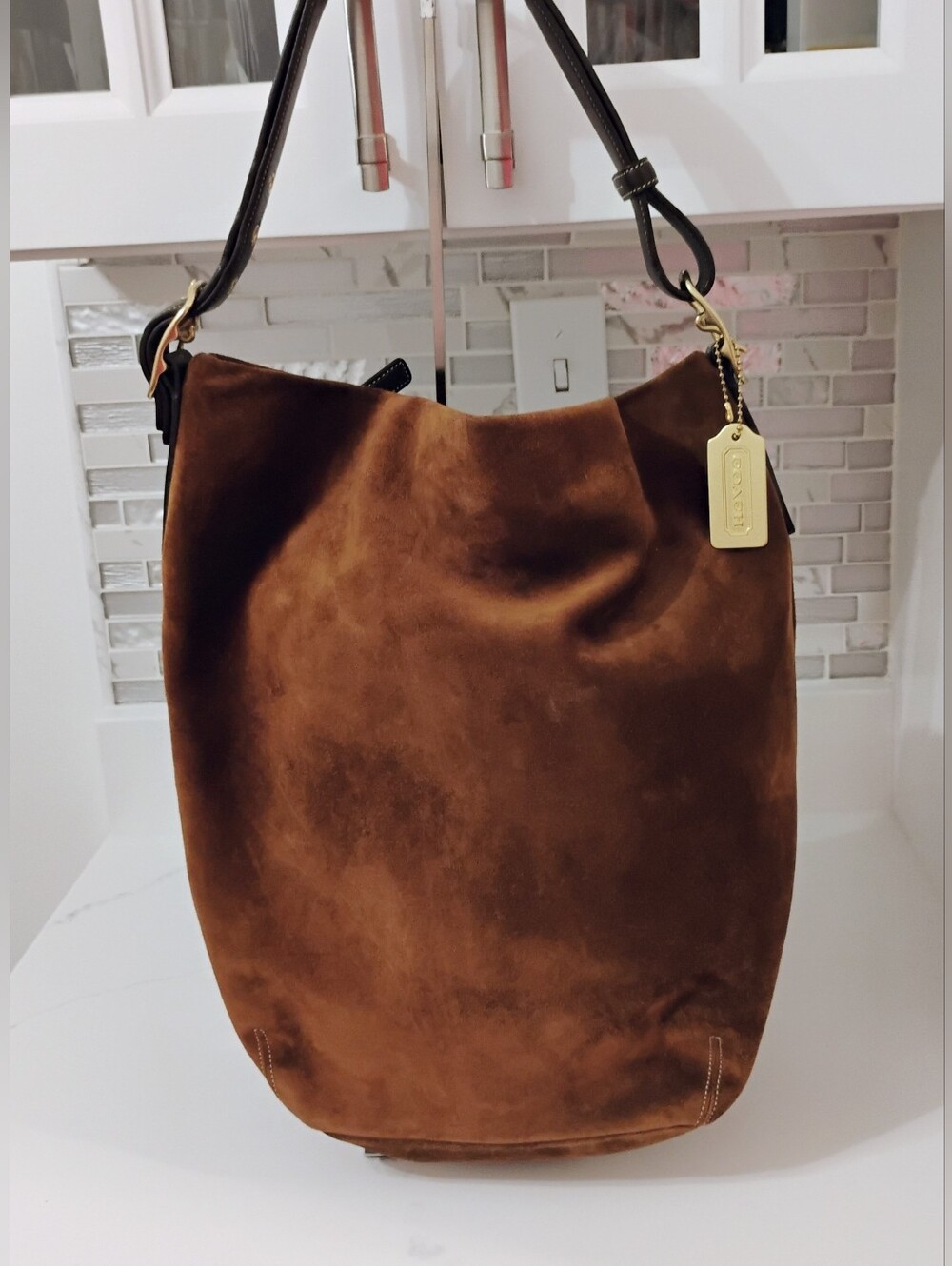 Coach Vintage Suede Bleeker Bucket Bag Brushed GHW - Cognac Brown LIKE NEW 2002